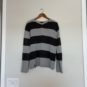O'Neill Black and Gray Striped Crewneck Sweater